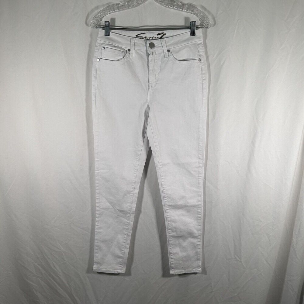 Seven7 Jeans Women's 4 White Denim High Rise Hollywood Skinny Pockets